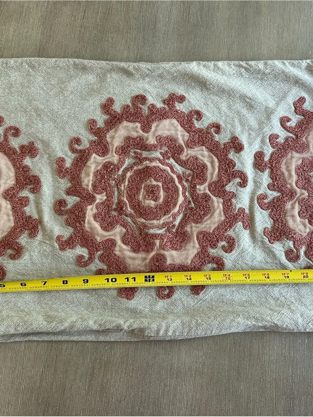 Pottery Barn Alta Cream embroidered lumbar Pillow Cover with Rust Embroidery